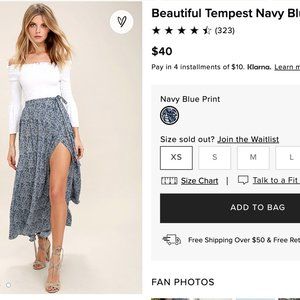 Tempest Navy Blue Print Wrap Maxi Skirt